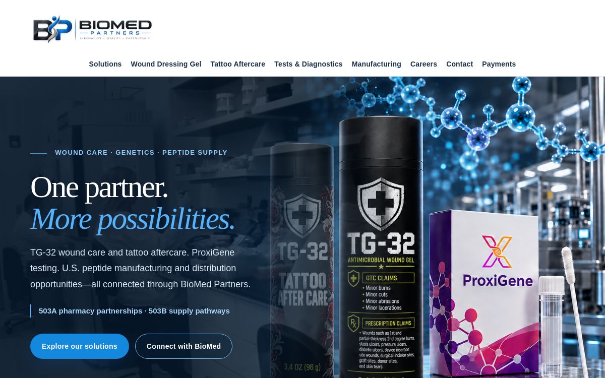 BioMed Partners landing page